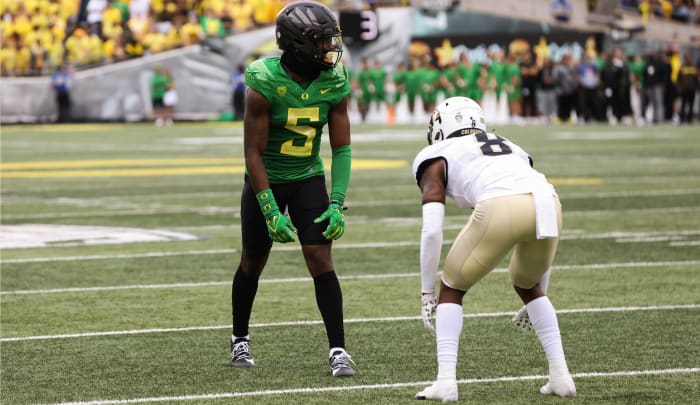 Oregon Ducks wide receiver Traeshon Holden against the Colorado Buffaloes.